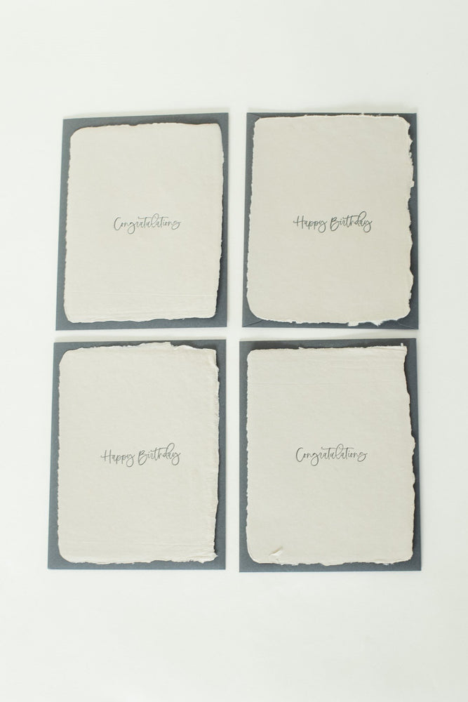 Deckled Edge Quote Cards, Happy Birthday & Congratulations, Set of 4