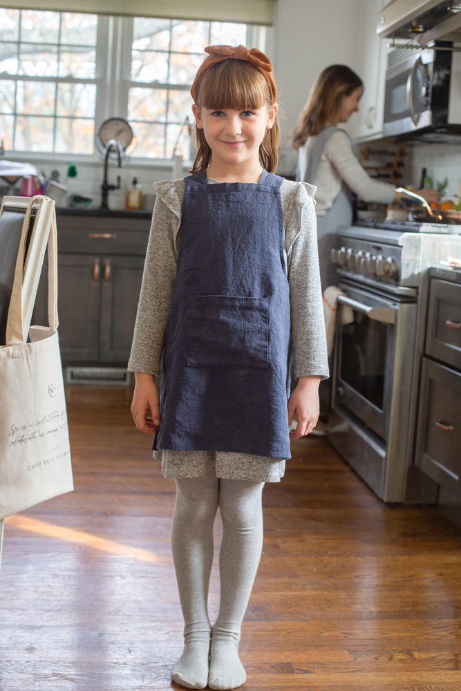 Kids Cross Back Linen Apron
