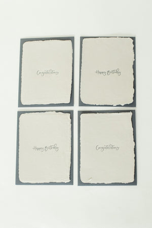 Deckled Edge Quote Cards, Happy Birthday & Congratulations, Set of 4